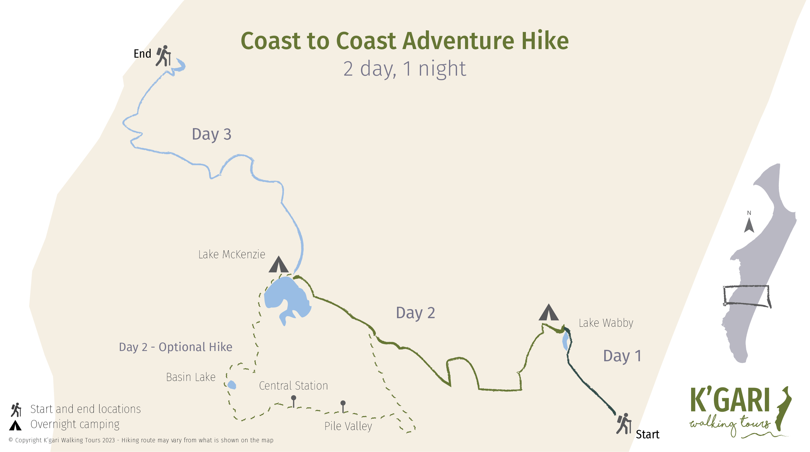 Coast to coast itinerary map