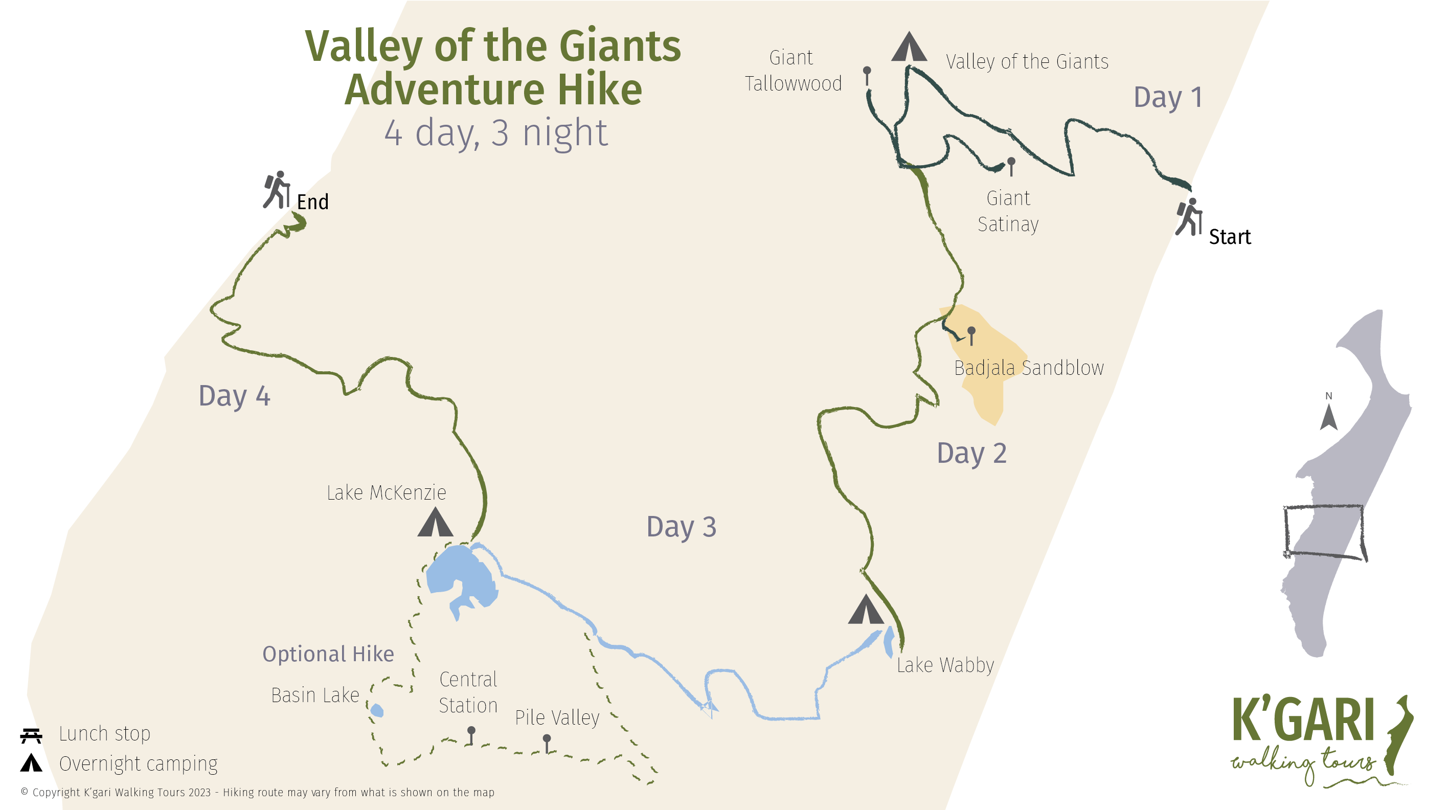Valley of the Giants itinerary map
