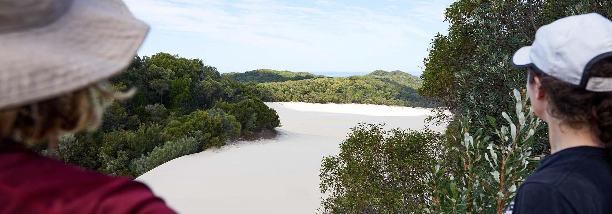 People on adventure hike with K'gari Walking Tours